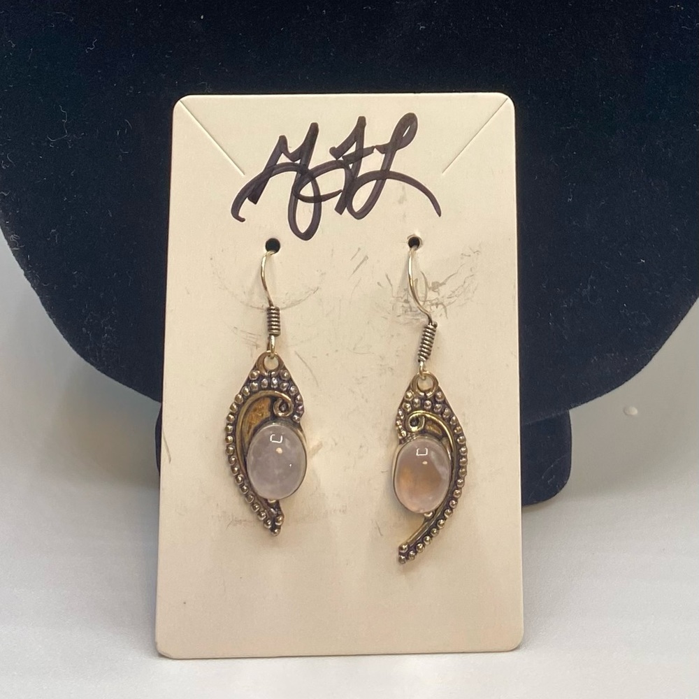 Milky Quartz & Sterling Silver Earrings